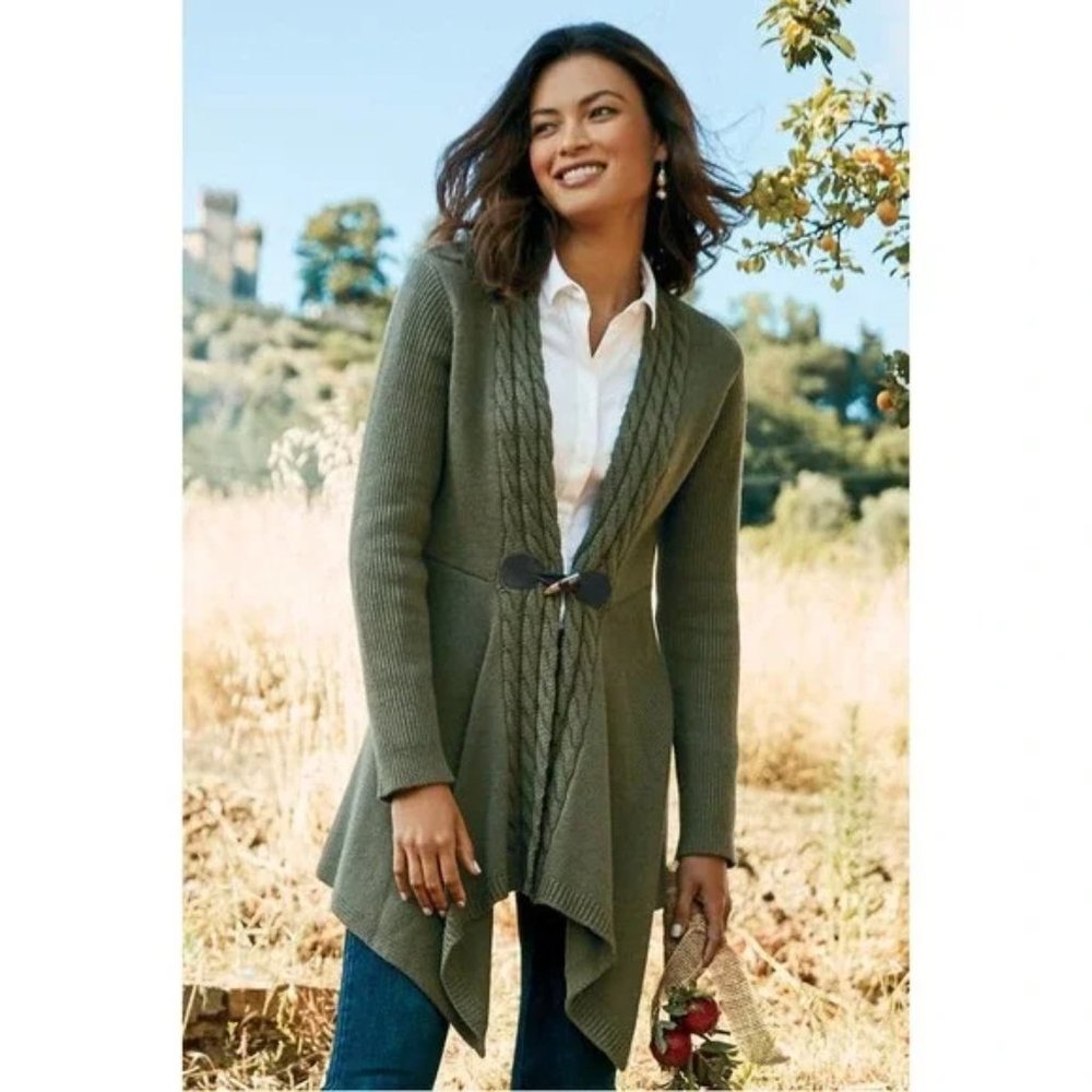 Soft Surroundings Olive Delacroix Toggle Sweater Cardigan